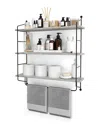Sorbus 3-tier Grey Wooden Floating Shelves With Metal Brackets