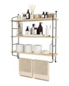 Sorbus 3-tier Maple Wooden Floating Shelves With Metal Brackets