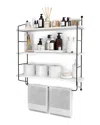 Sorbus 3-tier White Wooden Floating Shelves With Metal Brackets In Black