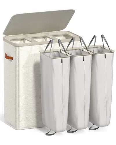 Sorbus 3-compartment Fabric Laundry Hamper In Gray