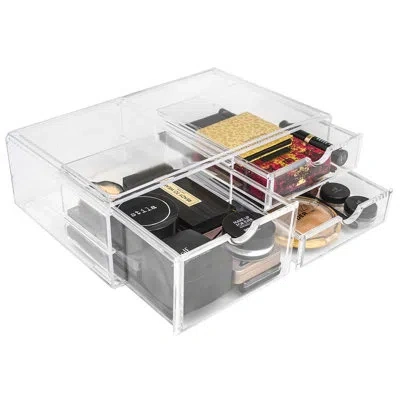 Sorbus 3-drawer Cosmetic Acrylic Organizer, Stackable, Large In Clear In Natural