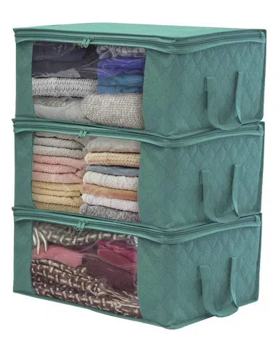 Sorbus 3pc Aqua Fiber Clothing Storage Bags In Green