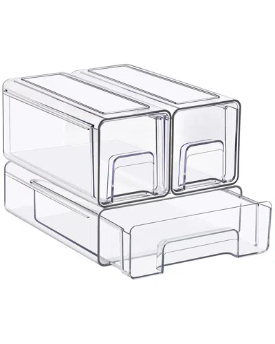 Sorbus 3pc Stackable Storage Drawers In Transparent
