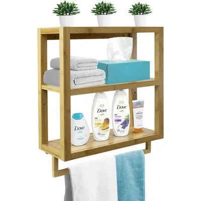 Sorbus 3-tier Bamboo Hanging Shelves & Towel Rack In Brown