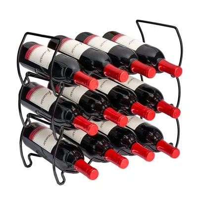 Sorbus 3-tier Stackable Metal Wine Rack - Holds 12 Bottles (black)