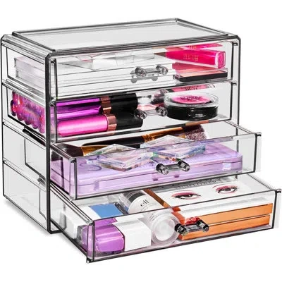 Sorbus 4 Drawers Acrylic Makeup And Jewelry Cosmetics Organizer In Black