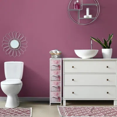 Sorbus 4 Drawers Narrow Dresser With Steel Frame, Wood Top & Fabric Bins In Tie Dye In Pink