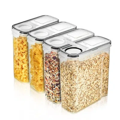 Sorbus 4 Pack (2l/8.4 Cups) Airtight Food Storage Dispensers For Beans, Pasta, Cereals, And More In Clear