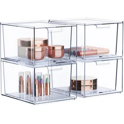 Sorbus 4 Pack Clear Stackable Acrylic Makeup Drawers And Vanity Organizers In Natural