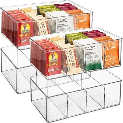 Sorbus 4 Pack Clear Stackable Storage Bins With Dividers