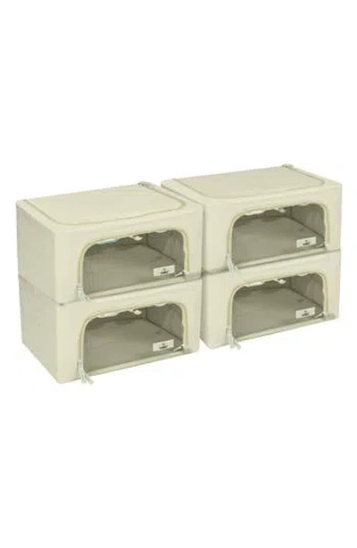 Sorbus 4-pack Foldable Storage Boxes. In Beige