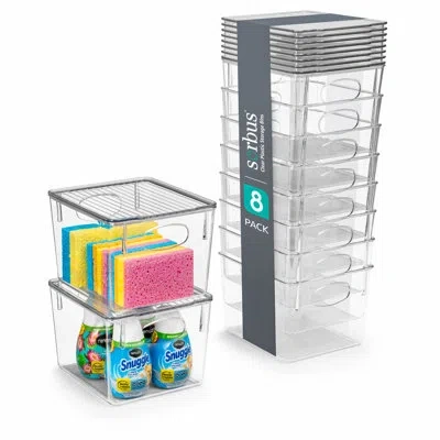 Sorbus 4 Pack Medium Clear Cleaning Supplies Storage Bins With Lids And Handles In Multi