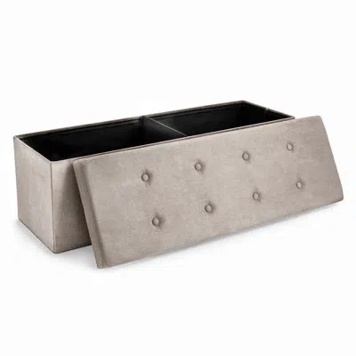 Sorbus 43" Faux Suede Storage Bench, Large In Beige