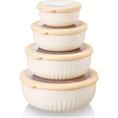 Sorbus 4-pack Round Stackable Food Storage Containers In Brown