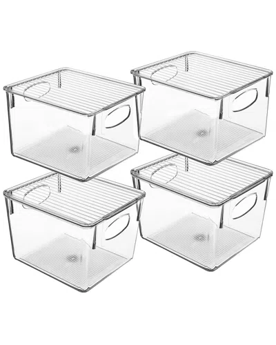 Sorbus 4pc Clear Fridge Bin With Handles And Lids