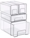 Sorbus 4pc Clear Stackable Storage Drawers In White