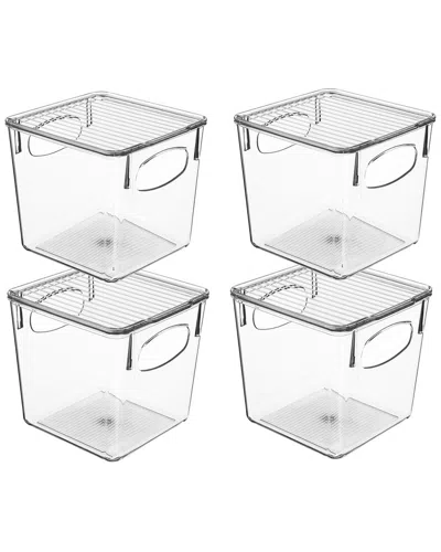 Sorbus 4pc Small Clear Fridge Bin With Handles And Lids In Transparent