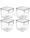 Sorbus 4pc Small Clear Fridge Bin With Handles And Lids