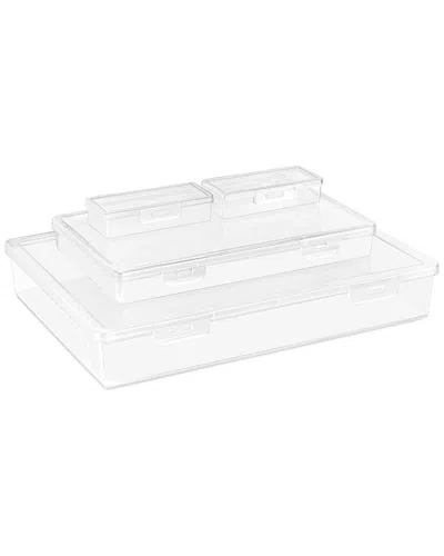 Sorbus 4pc Stackable Document & Paper Storage Box Set In Transparent
