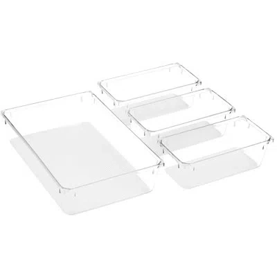 Sorbus 4-piece Bathroom Vanity Drawer Organizer Set In Clear