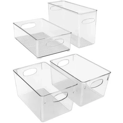 Sorbus 4-piece Variety Sizes Clear Plastic Container Bins With Handles