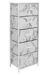 Sorbus 5-drawer Tall Dresser In White Marble