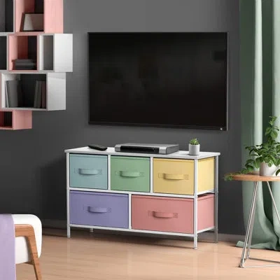 Sorbus 5 Drawer Wide Short Dresser In Teal
