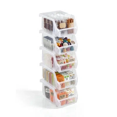 Sorbus 5 Pack Extra Small Open Front Stackable Kitchen Storage Bin – Pantry & Cabinet Organizer In White