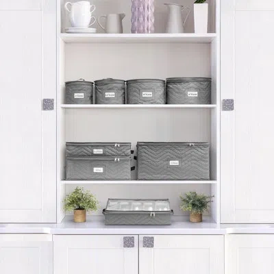 Sorbus 5 Piece Quilted Dish Storage Set With Protectors In Gray