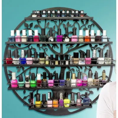 Sorbus 5 Tier Wall Mount Tree Nail Polish Cosmetic Organizer In Black