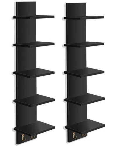 SORBUS SORBUS 5-TIER WALL SHELF UNIT WITH HOOKS