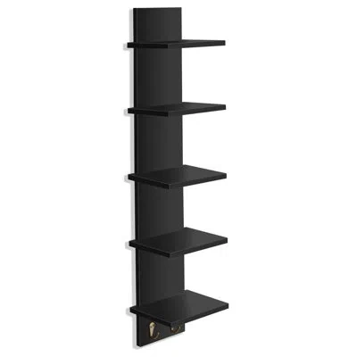 Sorbus 5 Tier Wall Shelf Unit With Hooks, Vertical Column Utility Shelving For Home Decor And Storage Organ In Black