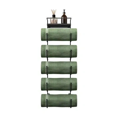 Sorbus 5-tier Wall Mounted Metal Towel Rack With Shelf In Black