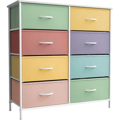 Sorbus 6 Drawers Dresser With Steel Frame, Wood Top, Fabric Bins In Bright Pastel In Blue;red;pink