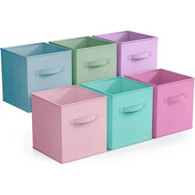 Sorbus 6 Pack 11" Foldable Storage Cubes With Handles In Multi Pastels
