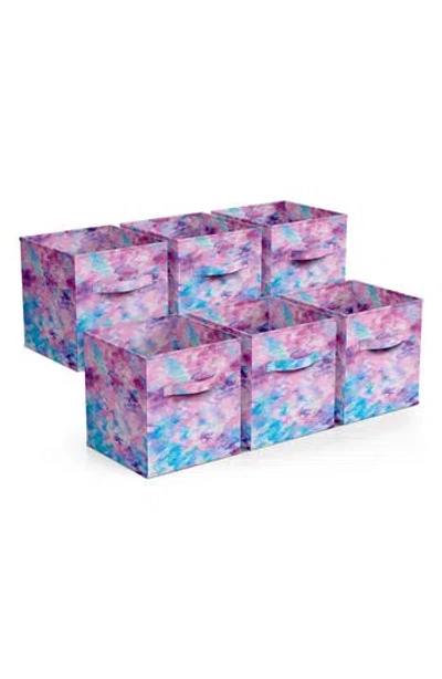 Sorbus 6-pack Collapsible Storage Bins In Tie- Dye Purple/blue
