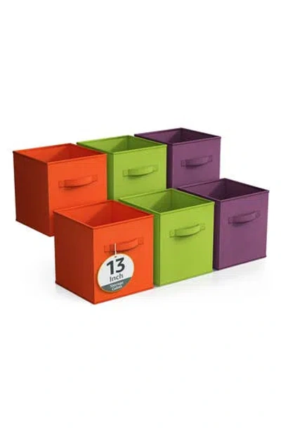 Sorbus 6-pack Collapsible Storage Cube In Orange/green/purple