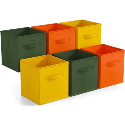 Sorbus 6-pack Collapsible Storage Cubes In Dark Green/yellow/orange