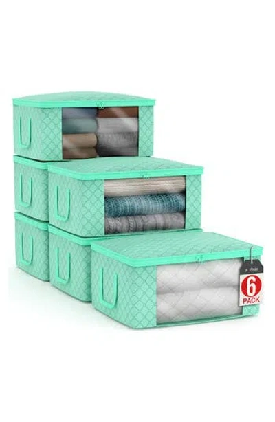 Sorbus 6-pack Collapsible Zip Storage Bins In Teal