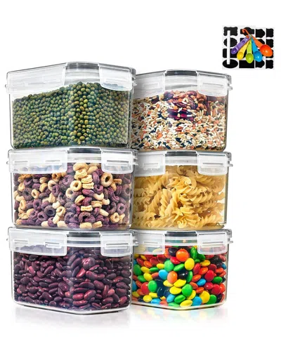 Sorbus 6-pack Food Storage Containers With Lids, Measuring Spoons & Labels In Transparent