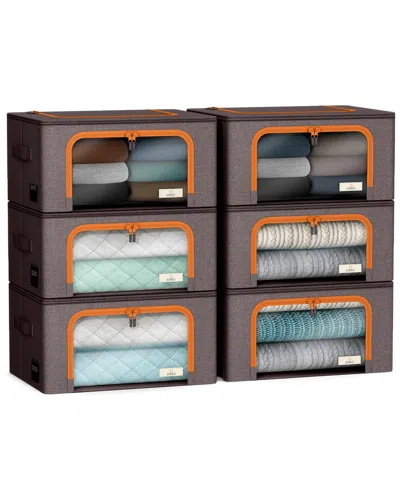 Sorbus 6 Pack Small Foldable Storage Box In Brown