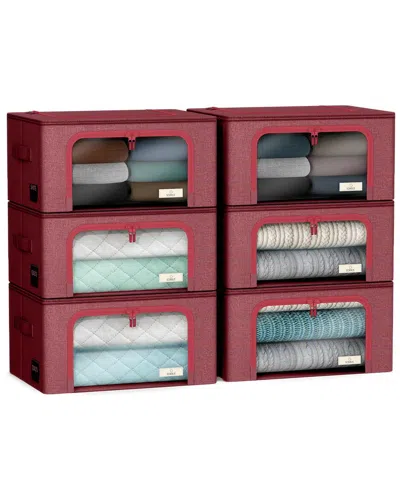 Sorbus 6 Pack Small Foldable Storage Box In Pink