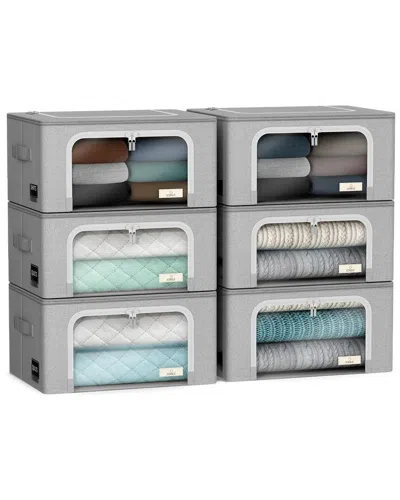 Sorbus 6 Pack Small Foldable Storage Boxes In Gray