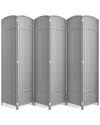 Sorbus 6 Panel Tall Foldable Panel Room Divider In Gray