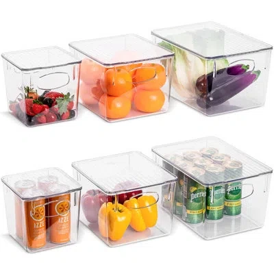 Sorbus 6 Piece Variety Pack Clear Acrylic Storage Bins With Handles And Lids