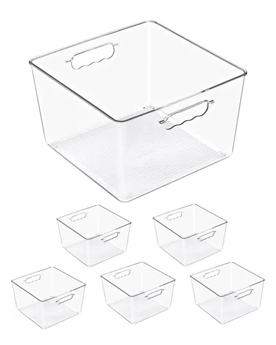 Sorbus 6-pack Large Square Stackable Storage Bins With Handles In Transparent