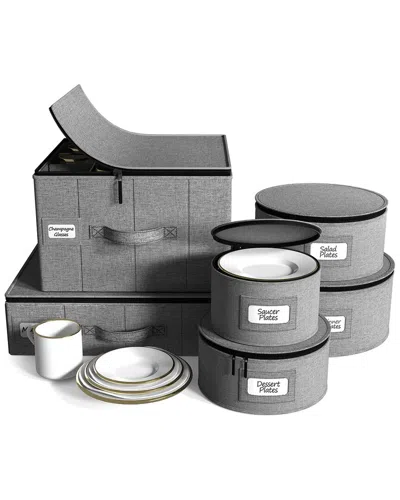 Sorbus 6pc China Storage Set In Gray