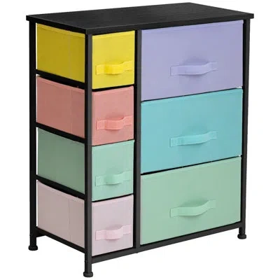 Sorbus 7 Drawers Dresser With Steel Frame And Wood Top In Pastel And Black Frame In Multi