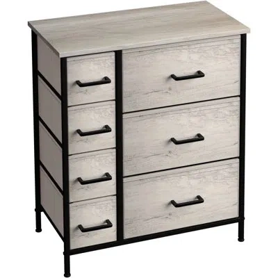 Sorbus 7 Drawers Dresser With Steel Frame And Wood Top In Rustic In Gray