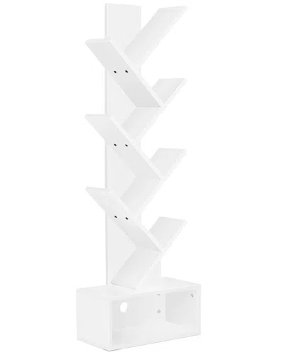 Sorbus 7-tier Zigzag Tree Bookshelf With Drawer In White
